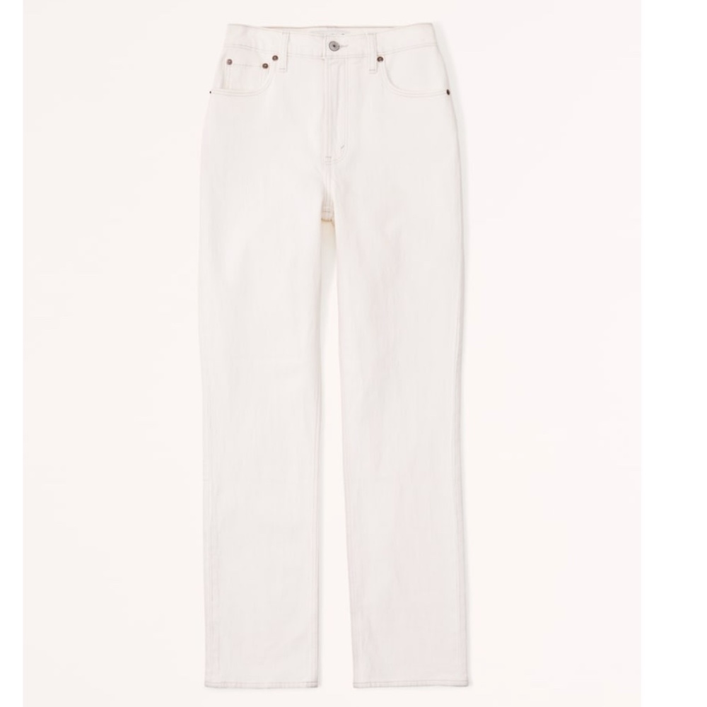Abercrombie & Fitch Curve Love Cream Ultra High Rise 90s Straight Jean 18L / 34